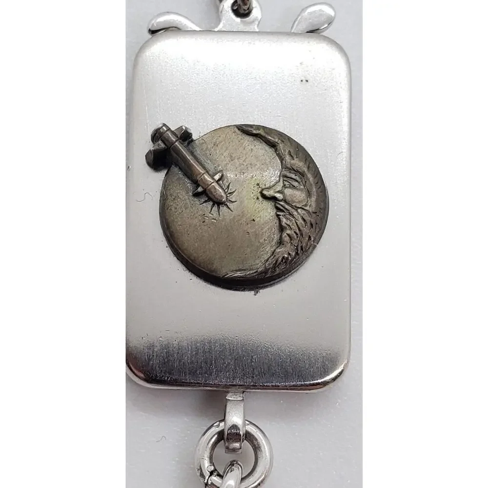 Vintage Keychain Moon Landing Space rocket 60s 70s Anson Twin lock Comical FOB